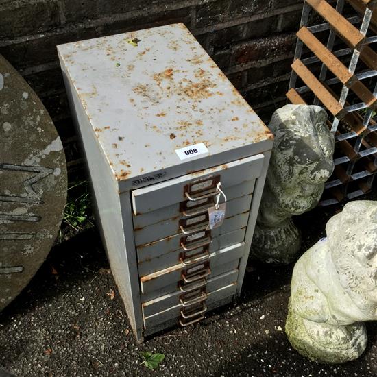 Small metal filing cabinet(-)